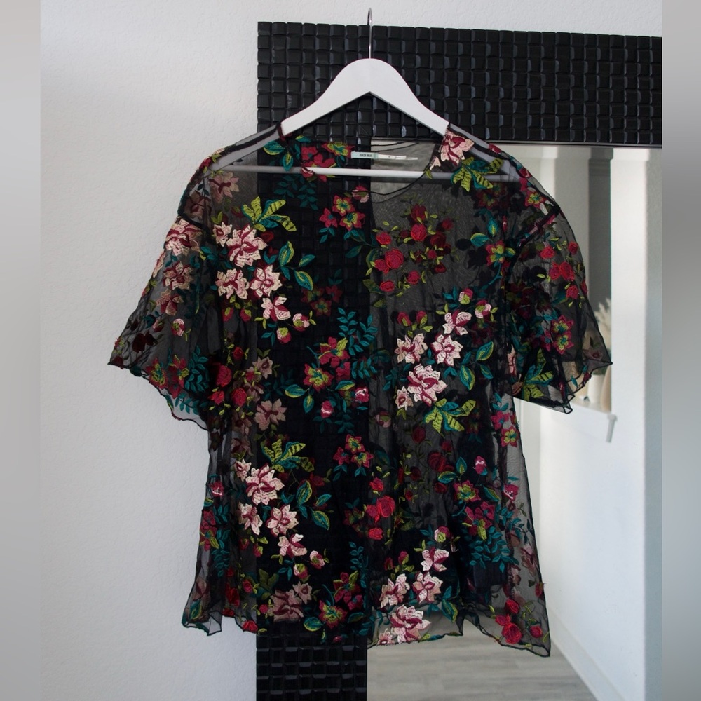 Kimchi Blue Mesh Floral Top